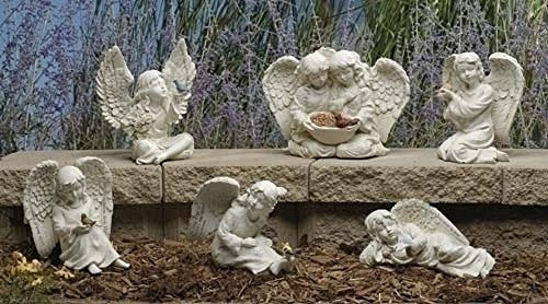 Assortment of 6 Angel and Cherub Garden Statues
