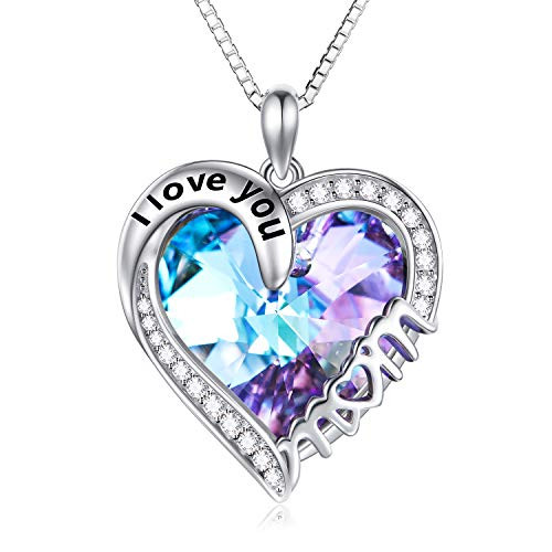 TOUPOP Necklaces for Mom s925 Sterling Silver I Love You Mom Necklace with Purple Heart Crystal Engraved I Love You on the Forever Heart Pendant Jewelry Gifts for Women Mom Mother Birthday Christmas TOUPOP Necklaces for Mom s925 Sterling Silver I Love You Mom Necklace with Purple Heart Crystal Engraved I Love You on the Forever Heart Pendant Jewelry Gifts for Women Mom Mother Birthday Christmas