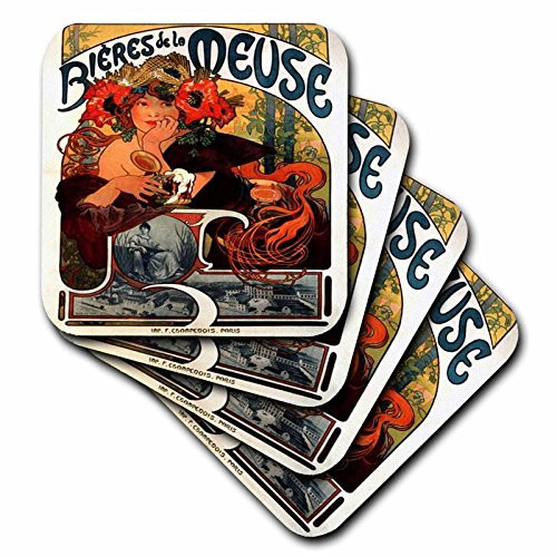 3dRose Print of Muchas French Beer Ad - Ceramic Tile Coasters, set of 4 (cst_204279_3) 3dRose Print of Muchas French Beer Ad - Ceramic Tile Coasters, set of 4 (cst_204279_3)
