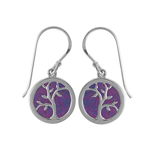 Boma Jewelry Sterling Silver Purple Turquoise Tree of Life Earrings