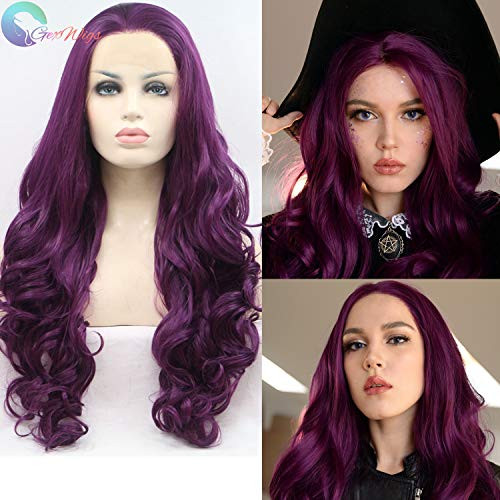GEX Long Wavy Lace Front Wigs Purple Synthetic Wig Glueless for Women Heat Resistant Fiber Hair GEX Long Wavy Lace Front Wigs Purple Synthetic Wig Glueless for Women Heat Resistant Fiber Hair