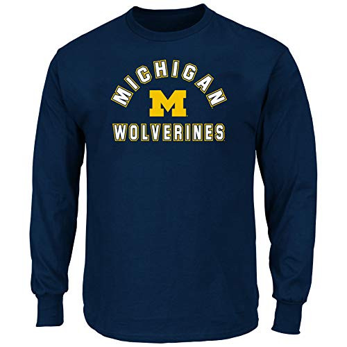 NCAA Men s Big and Tall Long Sleeve Cotton Tee Shirt Michigan Wolverines  NAVY  4X