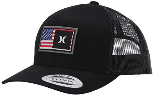 Hurley Men s Destination Curved Bill Trucker Baseball Cap Hat  Black Black  USA   One Size
