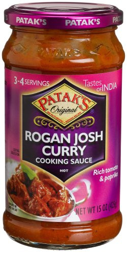 Patak s Rogan Josh Curry Cooking Sauce  Hot  15 Ounce Glass Jars  Pack of 6