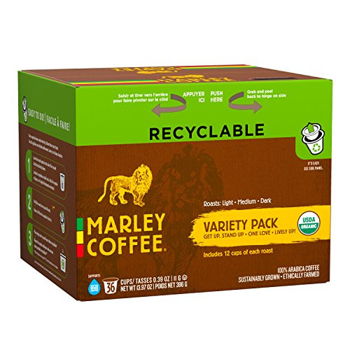 Marley Coffee, Marley Mixer Single Serve RealCup Organic Variety Pack for Keurig K-Cup Brewers, 36 Count