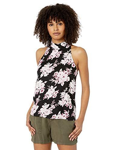 Volcom Junior s Women s  lt 3 of Stone Mock Neck Tank Top  Black Combo  Small
