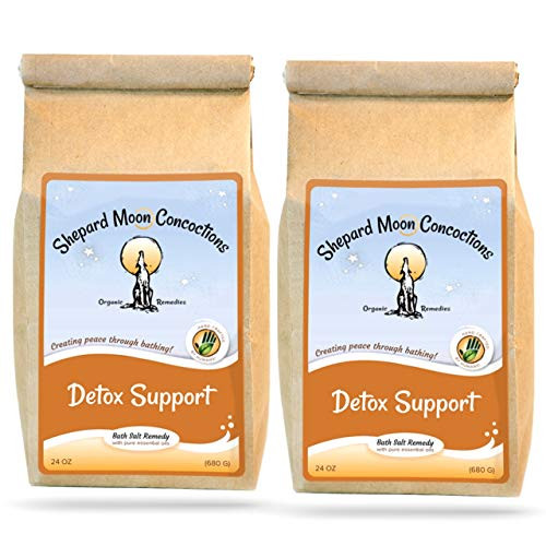 Shepard Moon Organic Bath Salts   Detox Support Baths 2 Pack Set  Made with organic essential oils  Epsom Salt and Dead Sea Salt  Shepard Moon Concoctions  48 oz  Two Pack Set