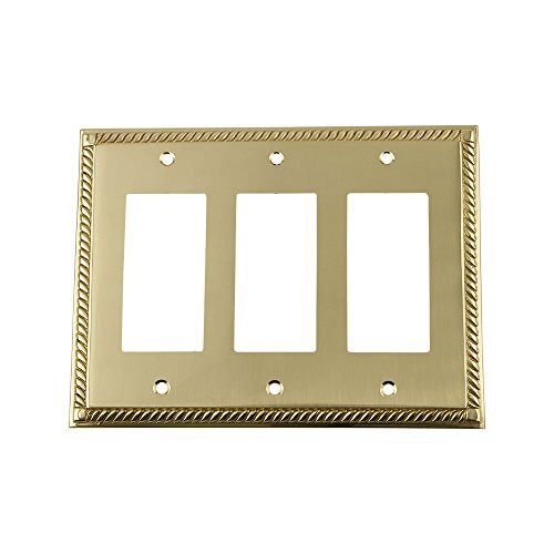 Nostalgic Warehouse 719967 Rope Switch Plate with Triple Rocker  Polished Brass