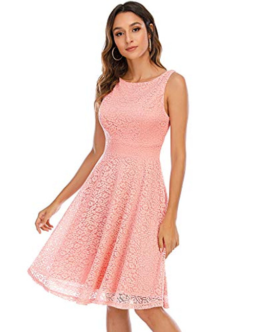 Bbonlinedress Women s Short Floral Lace Bridesmaid Dress V Back Sleeveless Formal Cocktail Party Dress Blush M Bbonlinedress Women s Short Floral Lace Bridesmaid Dress V Back Sleeveless Formal Cocktail Party Dress Blush M