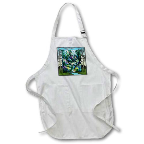 3dRose apr 14858 2 Fairy Garden Medium Length Apron with Pouch Pockets  22 by 24 Inch