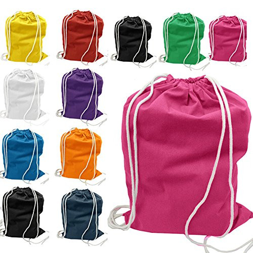 12 Pack  1 Dozen   Durable Cotton Drawstring Tote Bags  Mix