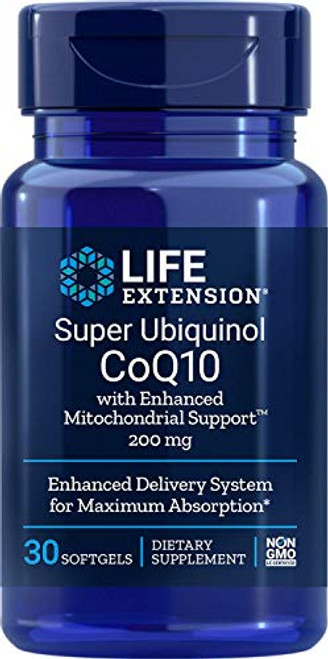 Life Extension Super Ubiquinol CoQ10 with Enhanced Mitochondrial Support 200mg 30 Softgels Life Extension Super Ubiquinol CoQ10 with Enhanced Mitochondrial Support 200mg 30 Softgels