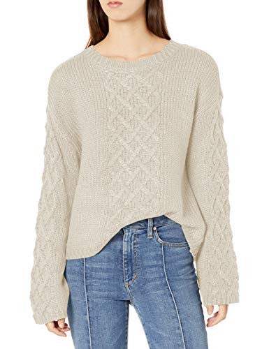 BB Dakota Junior s Retro Active Cable Knit Sweater  Ivory  Medium