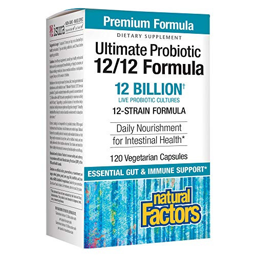 Natural Factors  Ultimate Probiotic 12 12 Formula  Supplement to Support Digestive   Immune Health  12 Billion CFU  120 Capsules  120 Servings