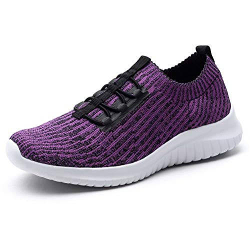 konhill Women s Comfortable Walking Shoes   Tennis Athletic Casual Slip on Sneakers 9 5 US Purple 41