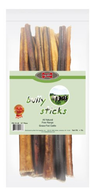 GigaBite 12 Inch Odor Free Bully Sticks  1 Pound   USDA   FDA Certified All Natural  Free Range Beef Pizzle Dog Treat  By Best Pet Supplies