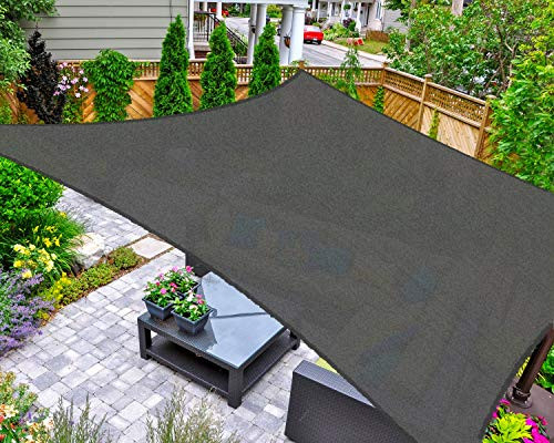 AsterOutdoor Sun Shade Sail Rectangle 10  x 10  UV Block Canopy for Patio Backyard Lawn Garden Outdoor Activities  Graphite