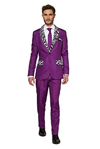 Suitmeister  Pimp  Halloween Costume for Men in Stylish Print  Full Set  Includes Jacket  Pants and Tie  L