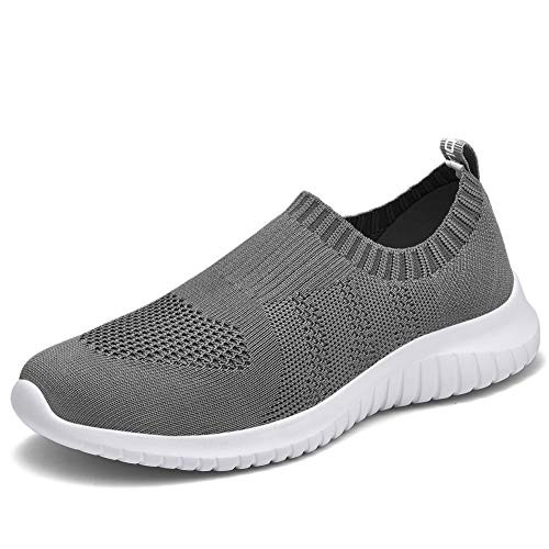 TIOSEBON Women s Walking Shoes Lightweight Mesh Slip on  Breathable Running Sneakers 8 5 US Deep Gray