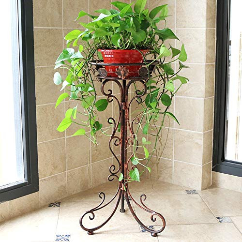 Metal Tall Plant Stand Indoor Outdoor Iron Flower Pot Holder Small Plant Holders Flower Pot Stand Flower Pot Supporting Potted Plant Stand Plant Rack Planter Stand for Home Garden Patio Bronze 23 6in