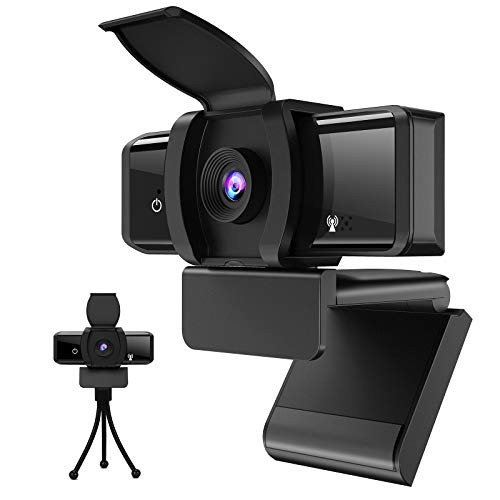 Webcam with Microphone  Webcam 1080P with Privacy Cover and Tripod  Streaming Computer Web Camera with Auto Light Correction  Desktop Laptop USB Webcam for Video Calling  Conferencing  Online Classes