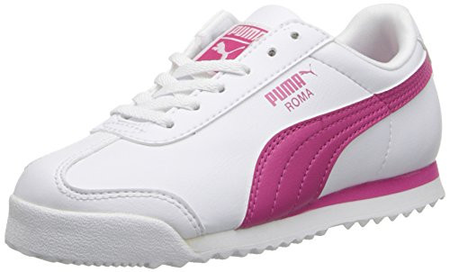 PUMA boys Roma Basic Sneaker  White Fuchsia Purple  4 Big Kid US