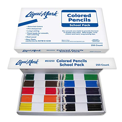 250 Count Colored Pencils Classroom Pack   25 Each of 10 Colors   7  Pre Sharpened