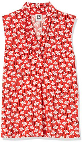 Anne Klein Women s Triple Pleat TOP  Poppy Anne White Combo  XS