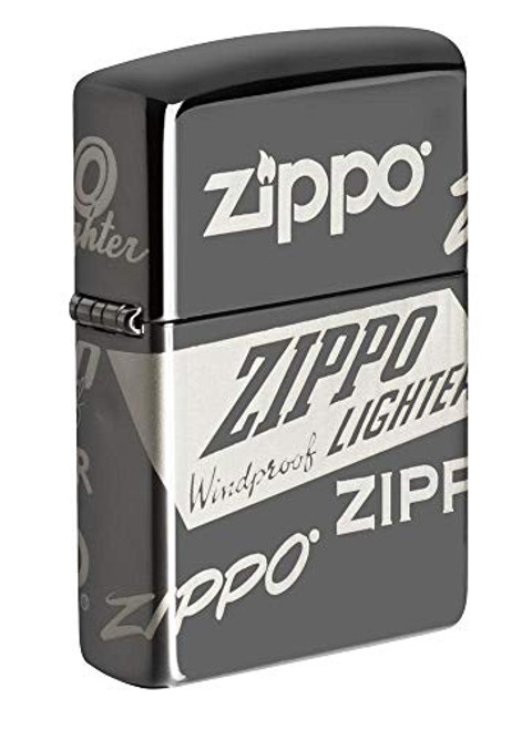 Zippo Logo Design Black Ice Pocket Lighter  One Size