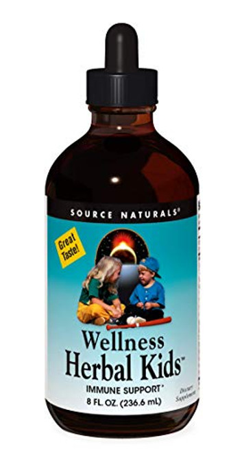 Source Naturals Wellness Herbal Kids  for Immune System Support   Contains Echinacea  Yin Chiao  Elderberry  More   8 Fluid oz