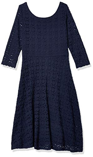 Ronni Nicole Women s Lace Midi Fit and Flare  Navy  10