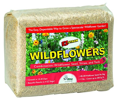 EZ Straw Wildflower Seed Mix with Straw   Tackifier  48 238 Wild Flower Seeds   11 lbs   200 sq  ft
