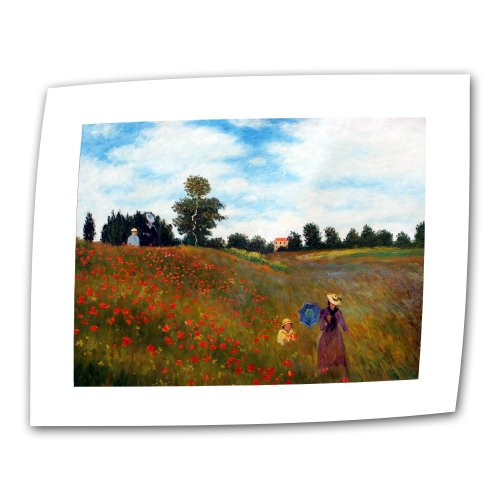 ArtWall Red Poppies at Argenteuil 18 by 24-Inch Flat/Rolled Canvas by Claude Monet with 2-Inch Accent Border