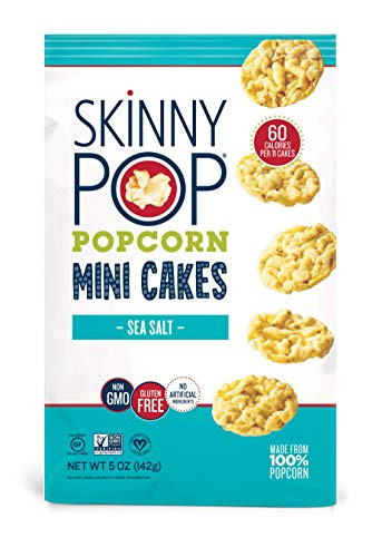 SkinnyPop Popcorn Mini Cakes  Sea Salt  Gluten free Popcorn  Non GMO Vegan Snack  5 Ounce  Pack of 12