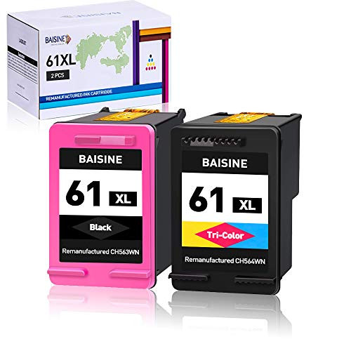 BAISINE Remanufactured Ink Cartridge Replacement for HP 61 61XL for OfficeJet 4635 4630 Envy 4500 4502 5535 5534 5530 4501 Deskjet 2540 1000 2549 3000 3050A 2541 1510 1055 1512 1051  1Black  1Color BAISINE Remanufactured Ink Cartridge Replacement for HP 61 61XL for OfficeJet 4635 4630 Envy 4500 4502 5535 5534 5530 4501 Deskjet 2540 1000 2549 3000 3050A 2541 1510 1055 1512 1051  1Black  1Color