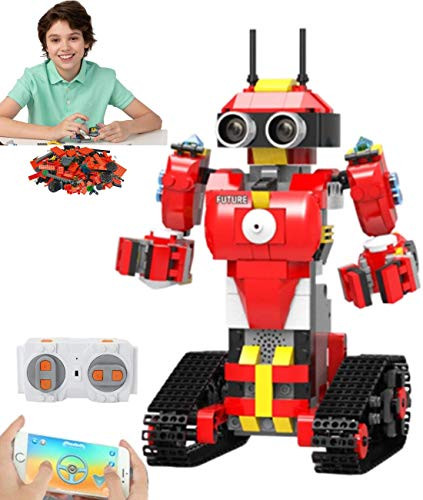 Elite Breed Stem Toys Building Blocks Kids Robot   Red Coding Robot with Remote Control   Stem Robot Educational Games for Kids 5 and up   Phone Controlled AI Robot Building Kits  446 Mini Blocks