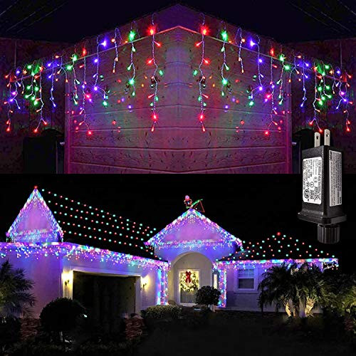 JMEXSUSS 38 8FT 400 LED Icicle Lights 8 Modes Waterproof Icicle Christmas Lights with 80 Drops Indoor Outdoor Icicle Lights Multiclor Color Changing for Holiday Christmas Wedding Decorations JMEXSUSS 38 8FT 400 LED Icicle Lights 8 Modes Waterproof Icicle Christmas Lights with 80 Drops Indoor Outdoor Icicle Lights Multiclor Color Changing for Holiday Christmas Wedding Decorations