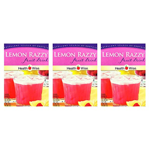 3 Box Value Pack  21 Servings  Healthwise   High Protein Diet Instant Cold Fruit Drink   Lemon Razzy   15g Protein   Low Calorie   Low Carb   Low Fat   Gluten Free   Aspartame Free