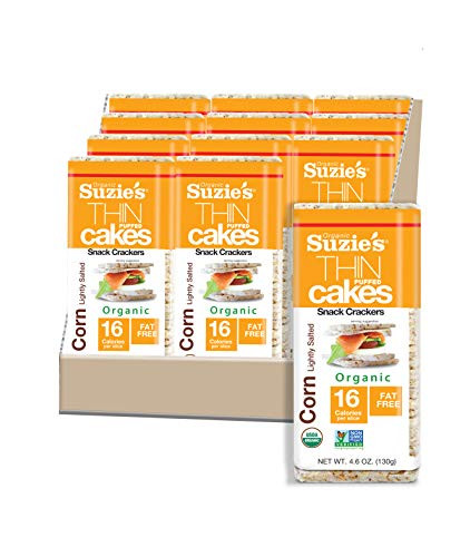 Suzie s  Thin Cakes  Whole Grain Puffed Crackers  Lightly Salted Corn Flavor   4 6oz  Pack of 12