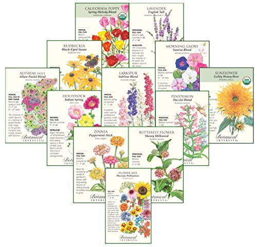 II Botanical Interests"Bees, Butterflies, and Birds" Flower Seed Collection II - 12 Packets with Gift Box