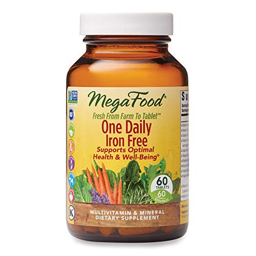 MegaFood  One Daily Iron Free  Supports Optimal Health and Wellbeing  Multivitamin and Mineral Supplement  Gluten Free  Vegetarian  60 Tablets  60 Servings