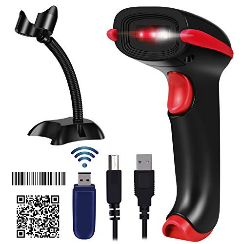 WoneNice Wireless 2D Barcode Scanner  Compatible with Bluetooth   2 4GHz Wireless   Wired  Support Scan PDF417  QR and datamatrix Code for Computer  Tablet  iPhone  iPad  Android