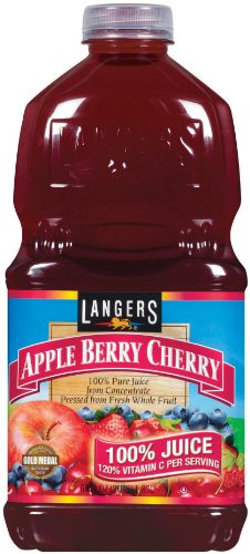 Langers 100 Juice with Vitamin C  Apple Berry Cherry  64 Ounce  Pack of 8