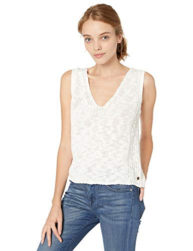 Roxy Junior s Blooming Season Sweater Tank  Snow White  L