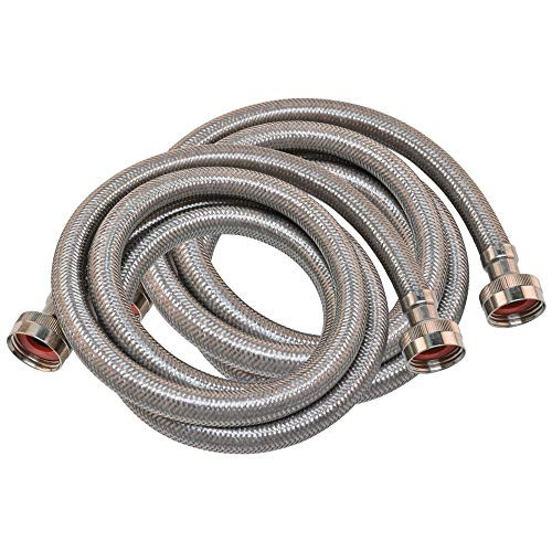 Eastman 41063 Braided Stainless Steel Washing Machine Hose  5 Ft Length  3 4 Inch X 3 4 Inch  1 Pair