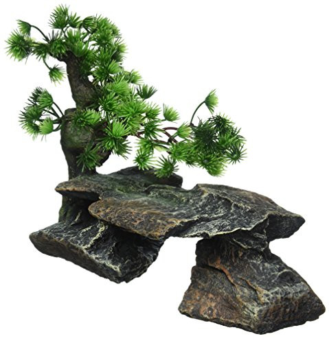 Pen Plax Bonsai Tree on Rocks Style 1 Aquarium Decor