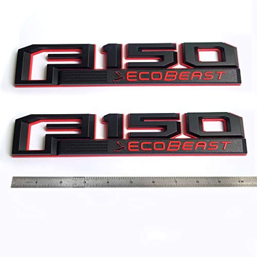 2x OEM F150 Ecobeast Emblems Right and Left Side Fender Ecoboost Badges 3D Nameplate Replacement for F 150 Black Red