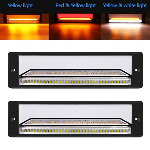 FABOOD F Waterproof Red Amber White 2PCS 12 Inch 147 LED Truck Tail Light Bar  Super Bright 12v Turn Signal Brake Reverse Taillight for Tow Truck Boat Snowmobile Trailer Pickup RV Camper UTV UTE Vans