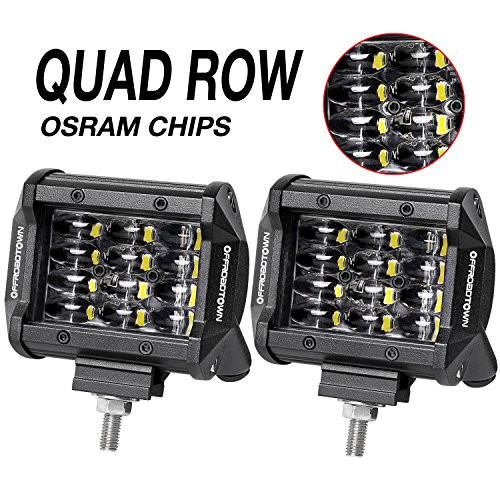LED Pods, OFFROADTOWN 2pcs 4'' QUAD Row LED Light Bar OSRAM Work Light Flood Beam Off road Driving Light Waterproof Fog lights LED Cubes for Truck Jeep Boat Car LED Pods, OFFROADTOWN 2pcs 4'' QUAD Row LED Light Bar OSRAM Work Light Flood Beam Off road Driving Light Waterproof Fog lights LED Cubes for Truck Jeep Boat Car