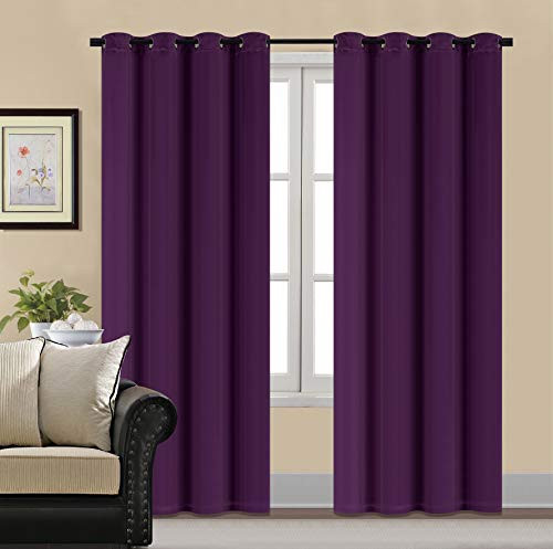 HCILY Velvet Blackout Curtains Thermal Insulated for Bedroom 2 Panels  W52   x L63    Purple